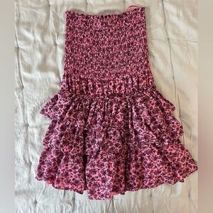 Betsey Johnson Floral Strapless Ruffle Dress - Small